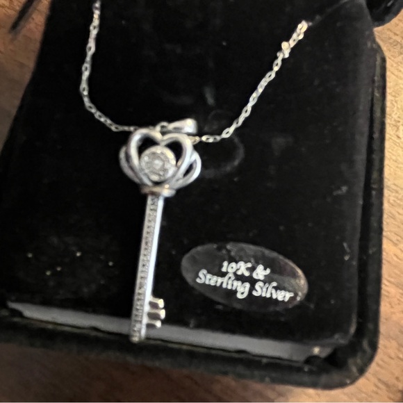 NEW R.H. & CO. Diamond Accent 10K Gold & Silver Key Pendant Necklace